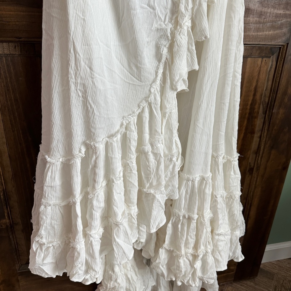 Free People Cream Ruffled Midi Dress - Picture 2 of 9